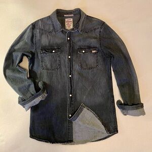 Black-Wash Western-Style Denim Shirt